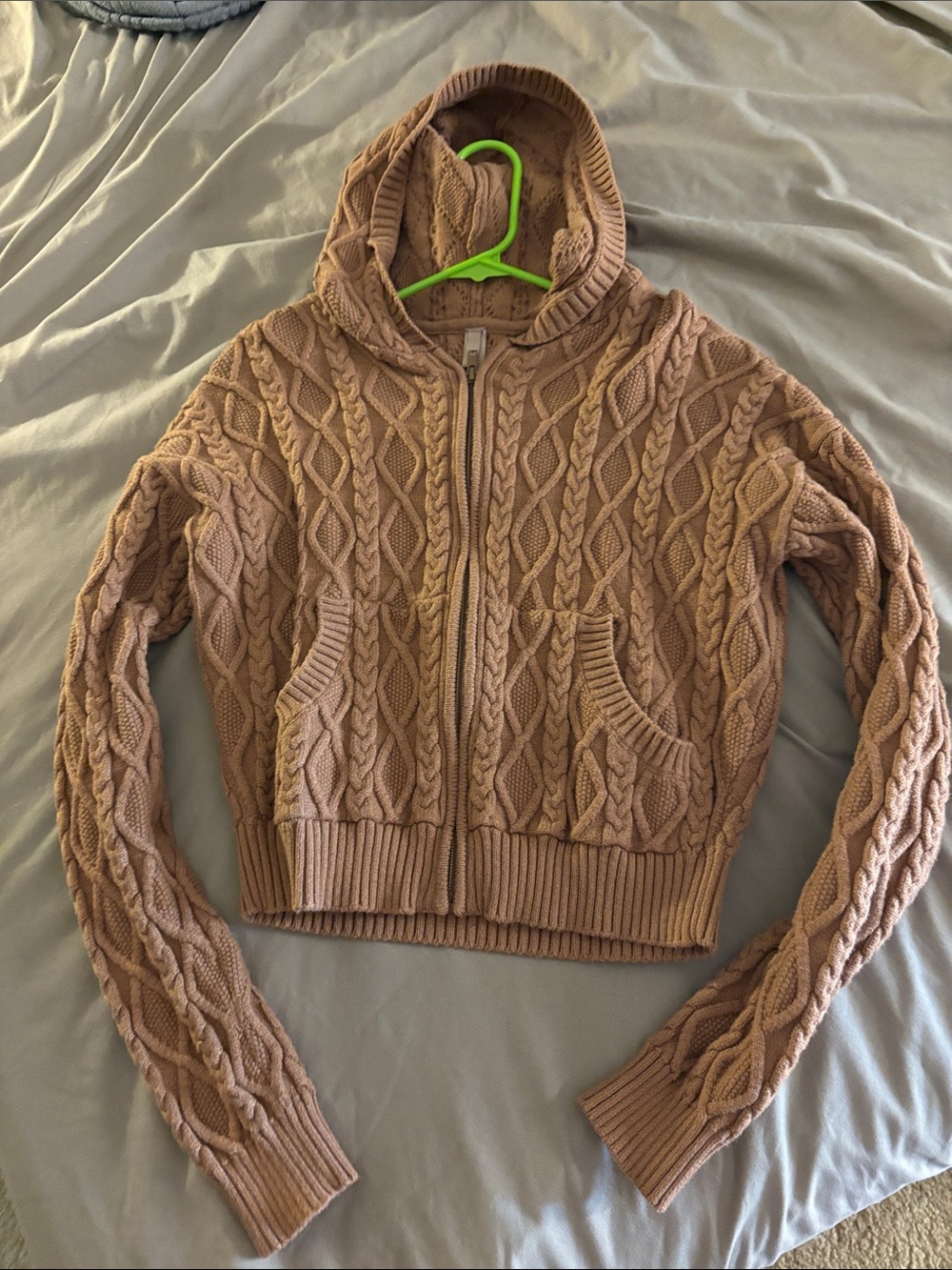 SKIMS Cable Knit Hooded Zip Cardigan